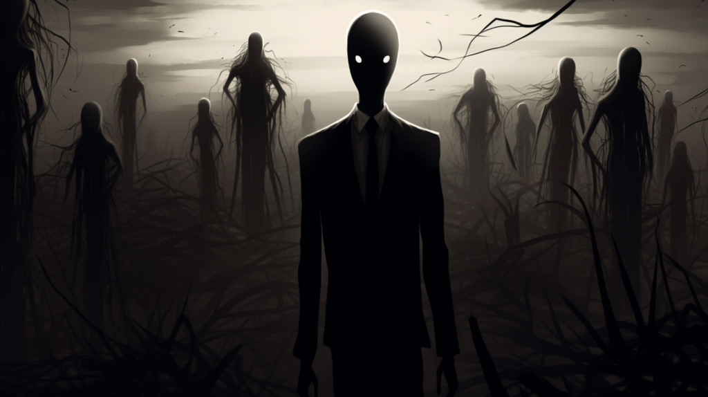 A man in a suit is standing in front of a group of zombies.